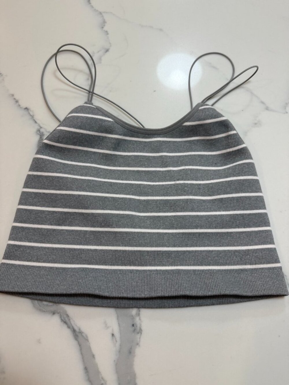 No Boundaries Gray White Striped Crop Top M